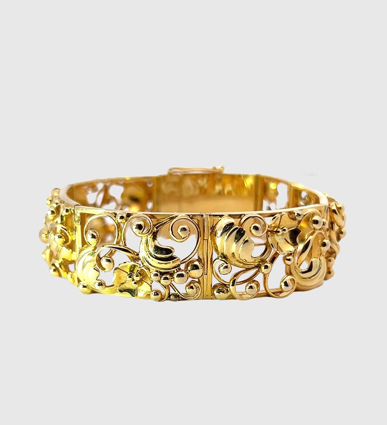 Vintage blomster armband 14k guld