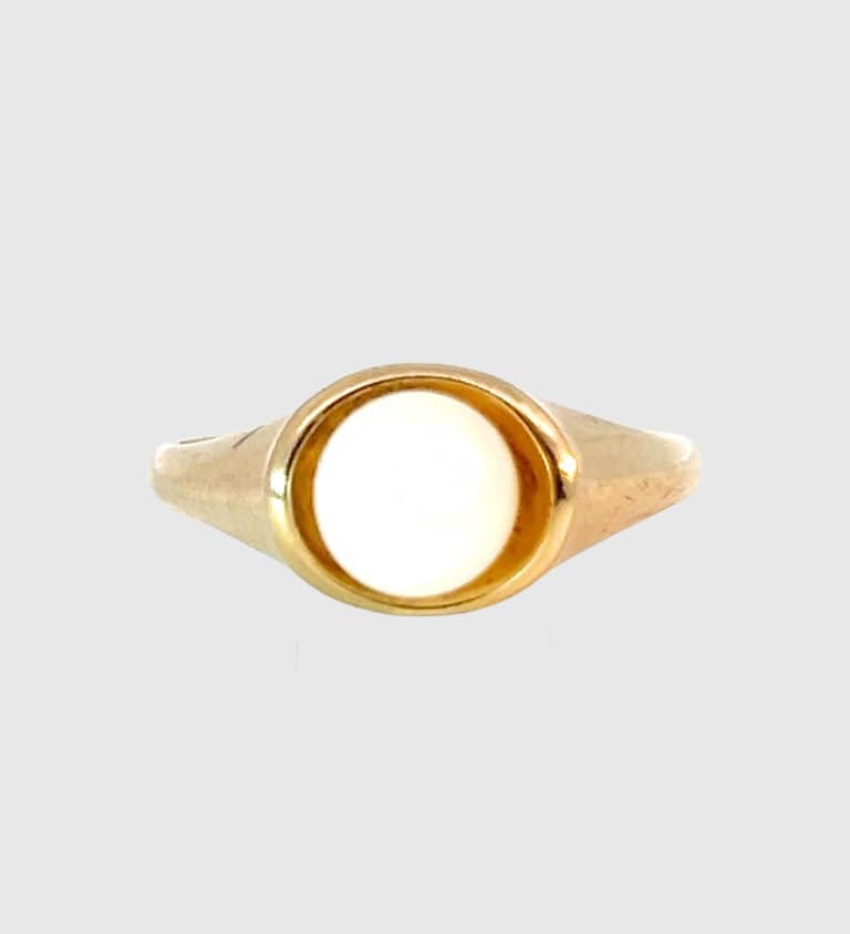 Pearl ring vintage gold 14k